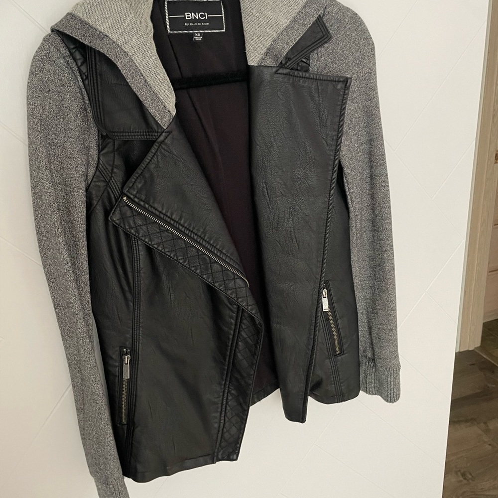 BNCI Leather jacket with hood